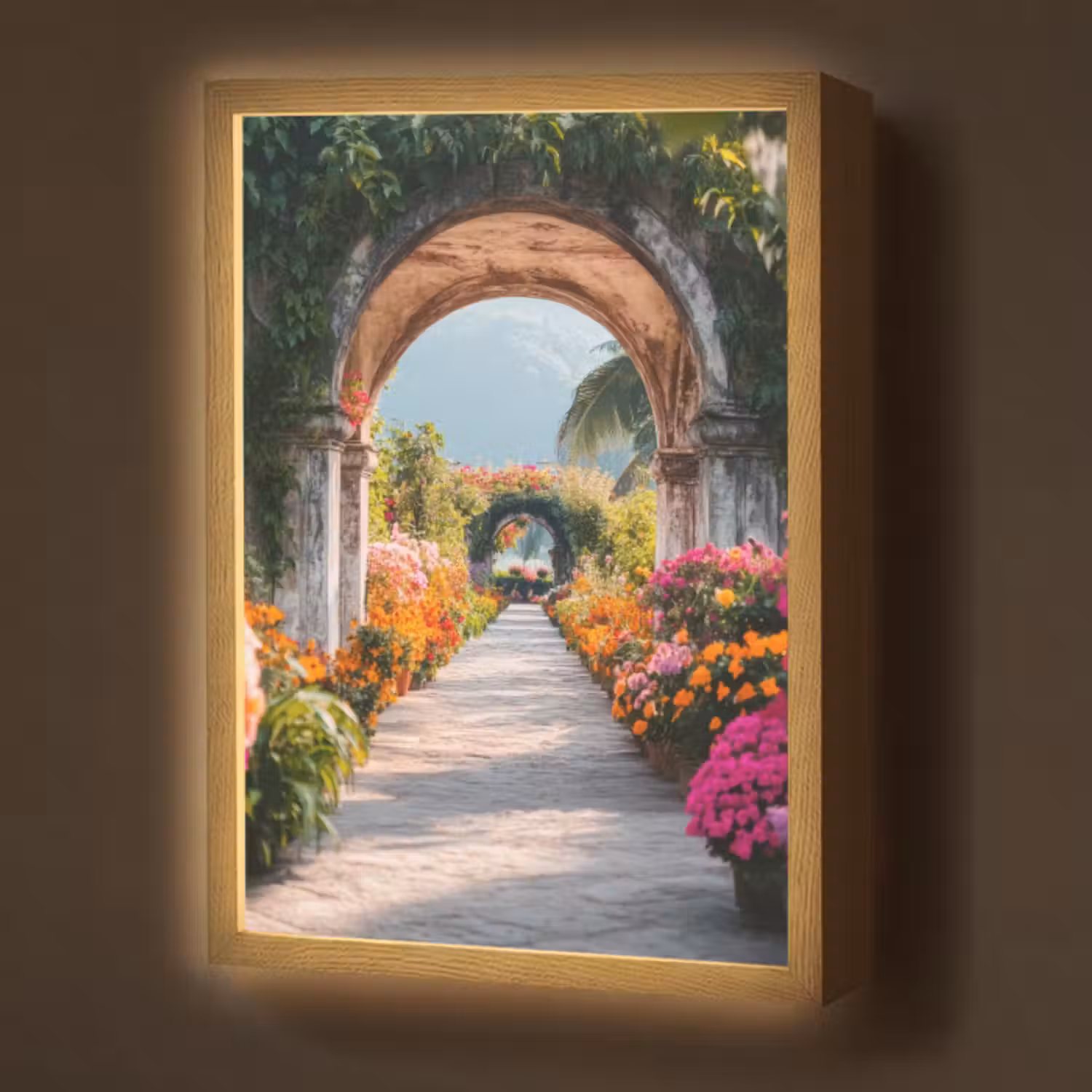 Lightbox - Wandlamp - Doorkijk - Bloemen - Tropisch - Kleurrijk
