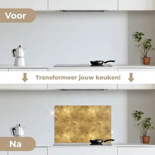 Industrieel - Textuur - Goud keuken achterwand spatscherm klein 900 -voor_na_NL