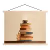 Boeken - Toren - Koffie - Beige textielposter latten blank klein -3d
