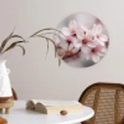 Bloesems - Meeldraden - Geel - Wazig Wandcirkel kunststof plaat 5mm dik klein -sfeer4