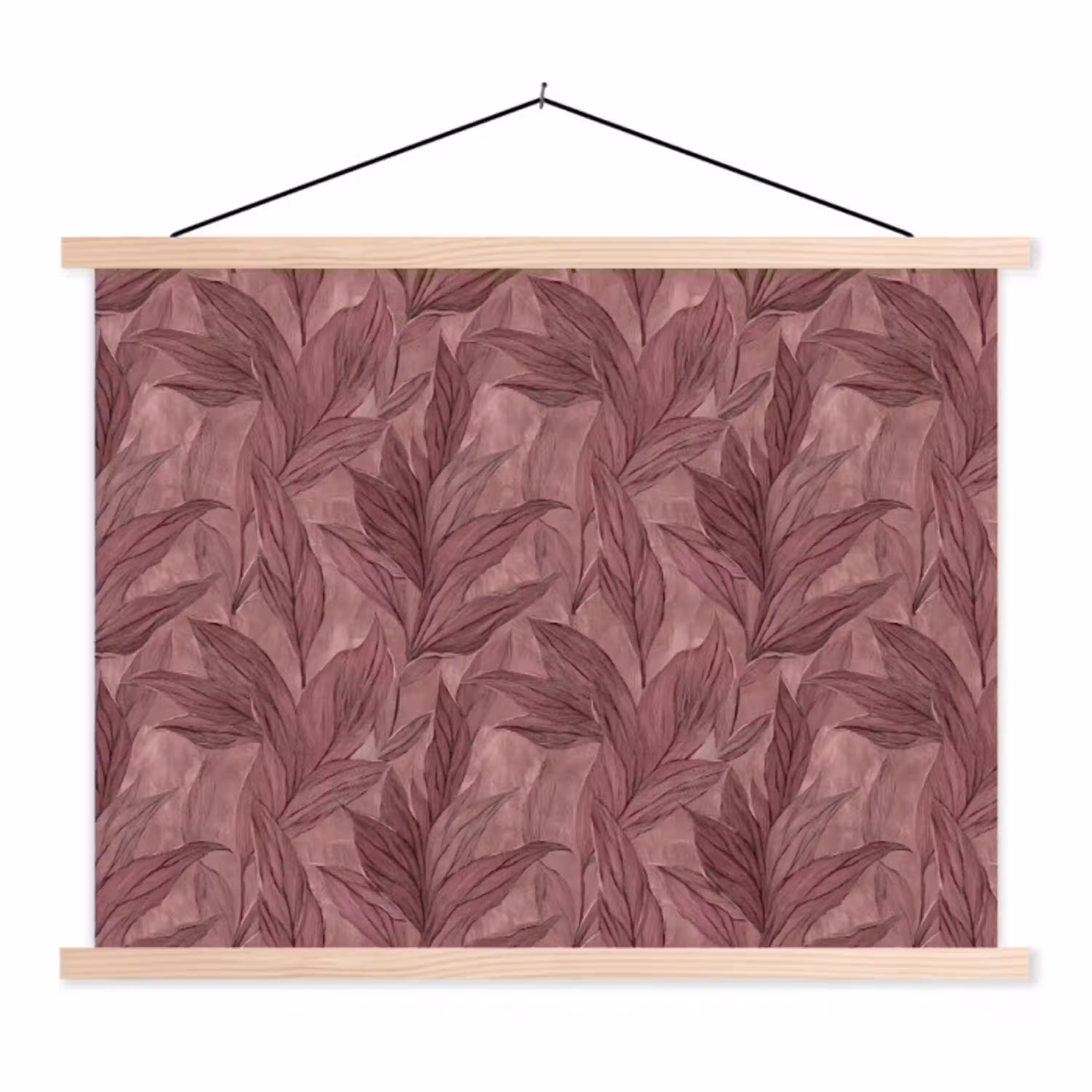 Bladeren - Patroon - Paars textielposter latten blank klein 122 -3d
