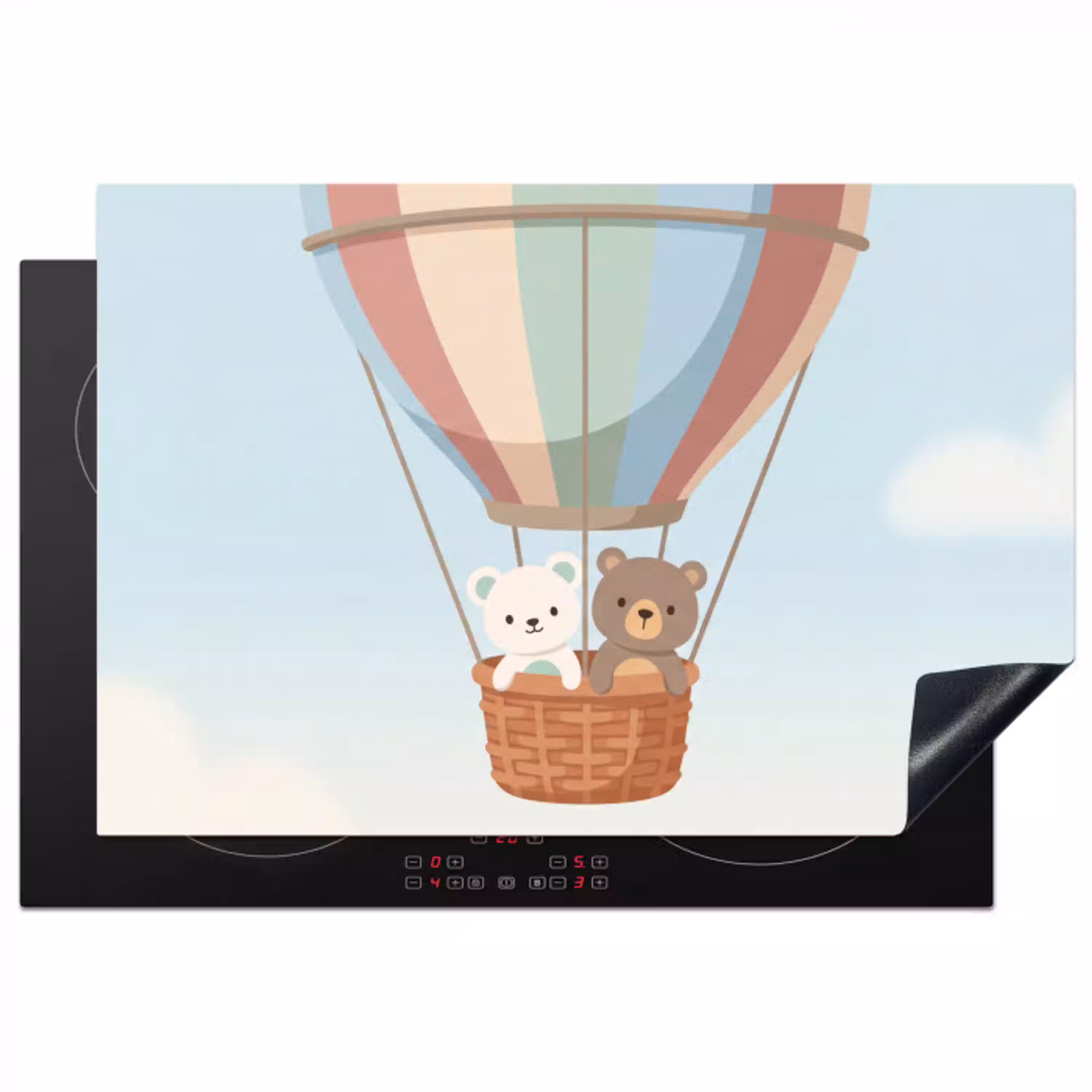Luchtballon - Beren - Pastel Inductie beschermer vinyl 3mm klein -3d