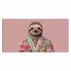 Luiaard - Bloemenprint - Bril - Roze Muismat XXL klein -3d_leeg