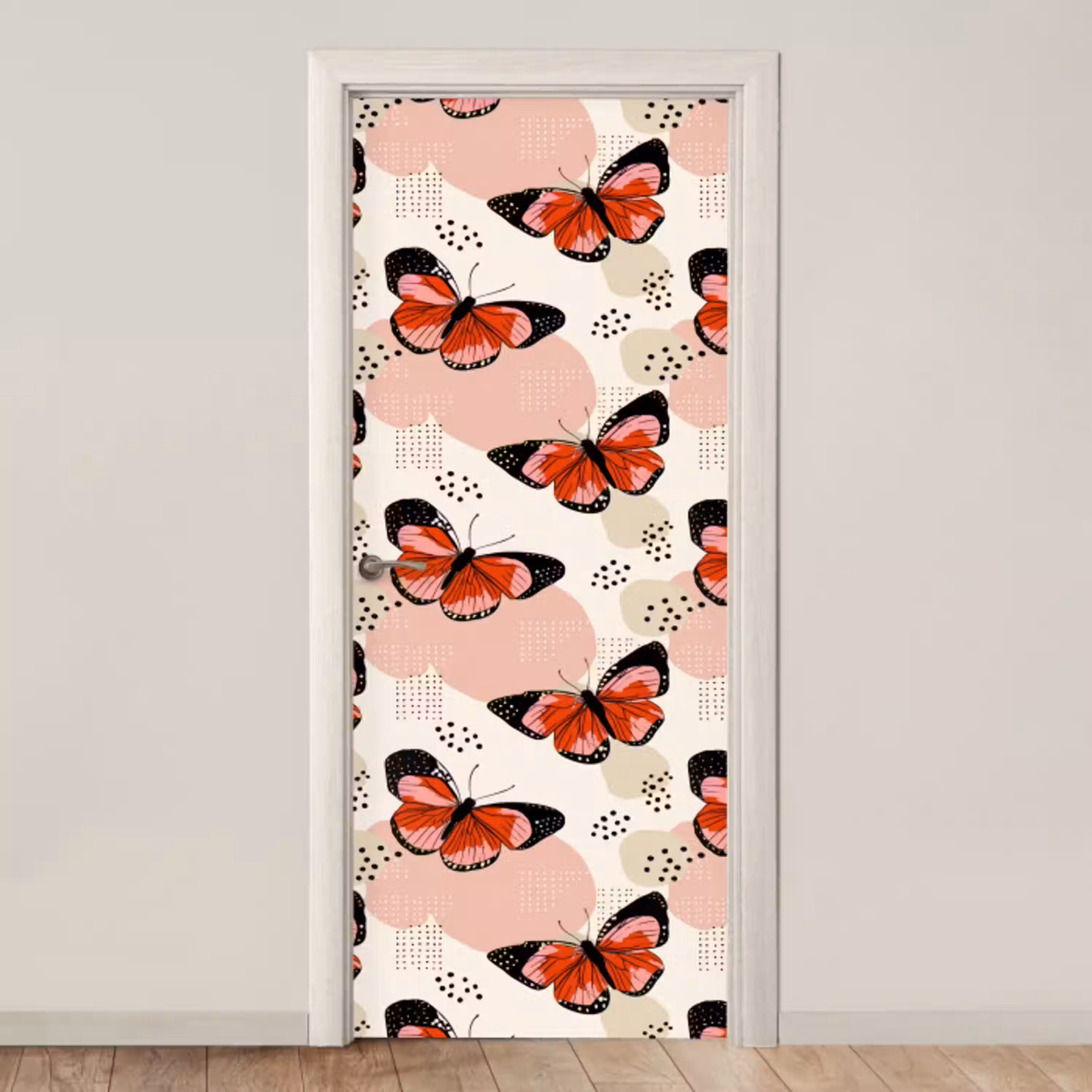 Vlinders - Retro - Kleurrijk deurposter klein 289 -3d_beige