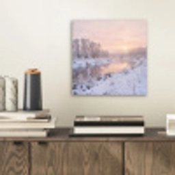 Rivier - Winter - Landschap - Sneeuw - Zonsopgang aluminium wit klein -sfeer1