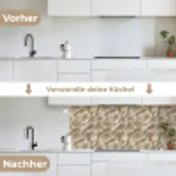 Waaierstructuren - Beige - Vezeltextuur keuken achterwand 2 middel 871 -voor-na_DE