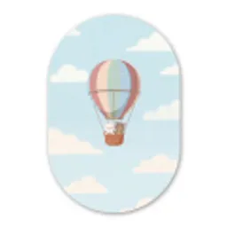 Luchtballon - Beren - Pastel Wandcirkel Ovaal Forex klein -3d