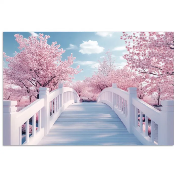 Brug - Kersenbomen - Wit poster papier klein -3d
