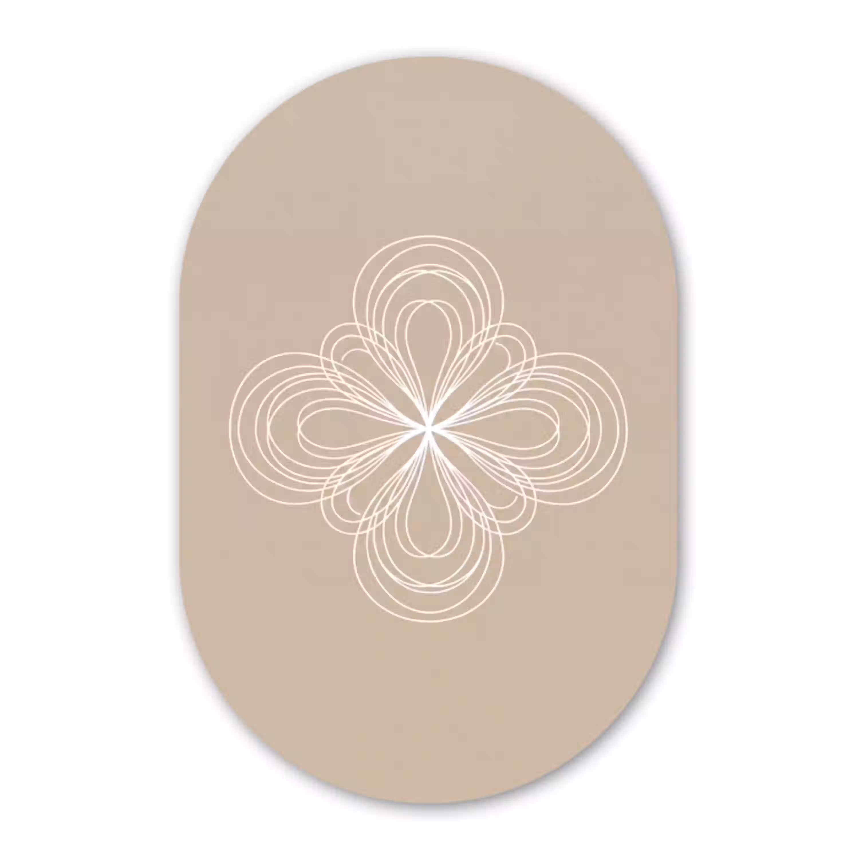 Patroon - Lijnen - Abstract - Minimalistisch - Beige Wandcirkel Ovaal Forex klein -3d