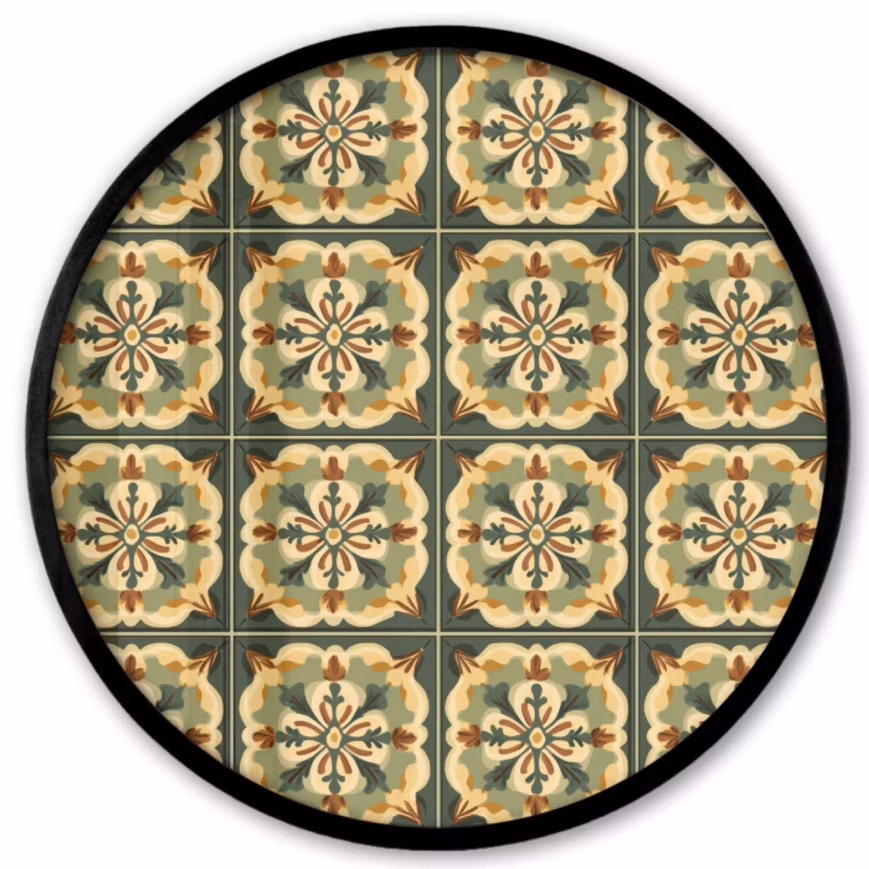Ornament - Patroon - Groen Fotolijst rond zonder passe partout klein 856 -3d