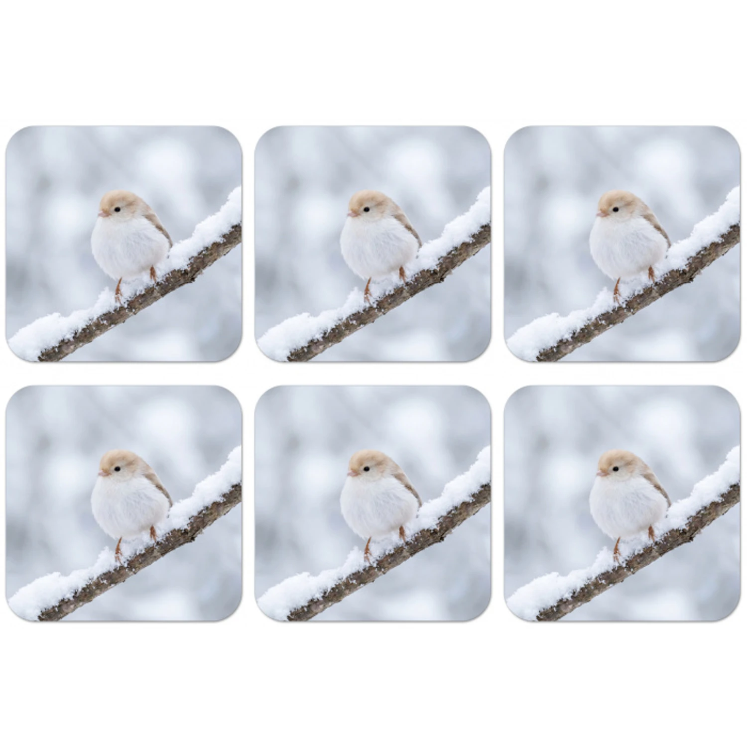 Vogeltje - Sneeuw - Tak - Winter - Zacht onderzetter kurk middel -zkaufland3dotto