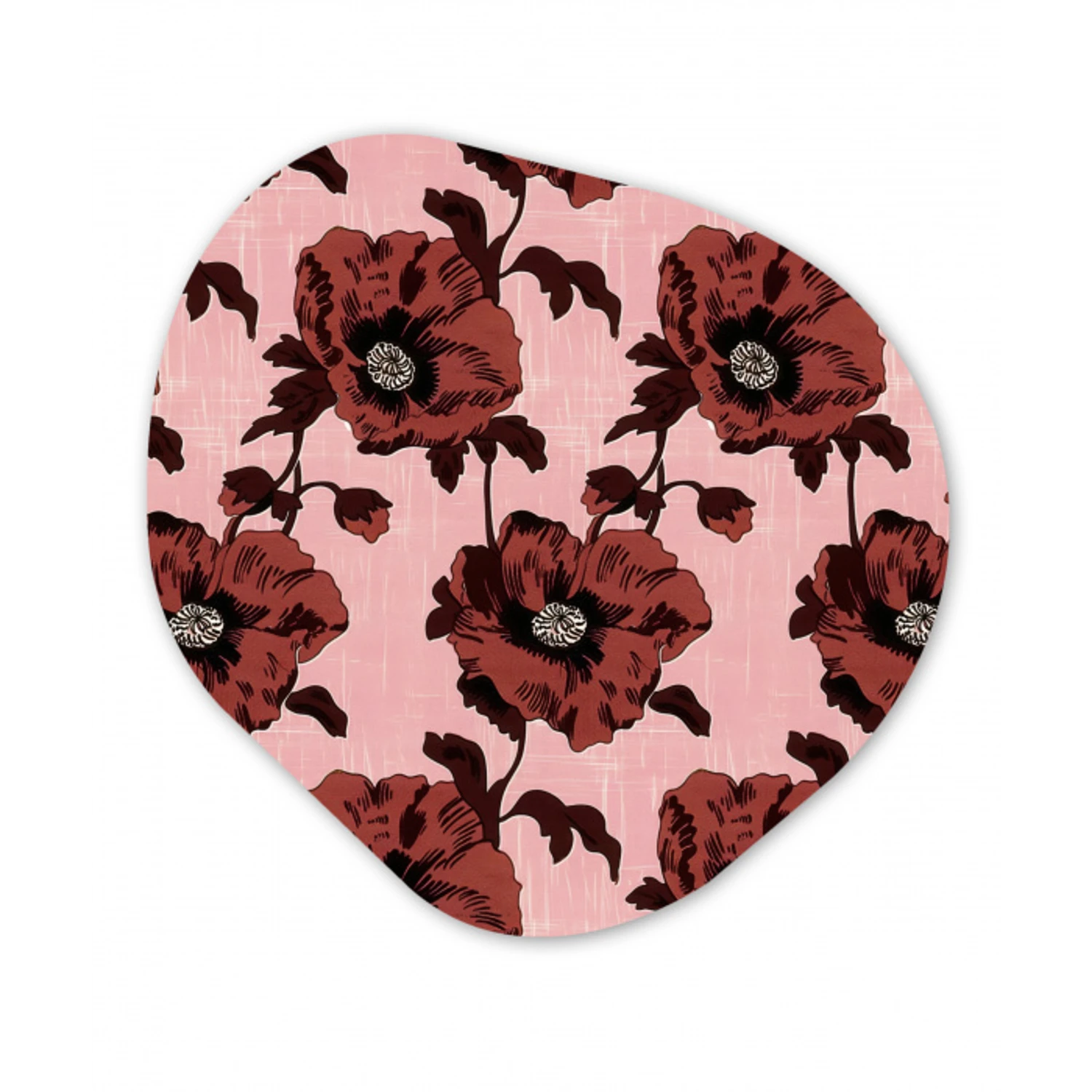 Bloemen - Retro - Rood Wandcirkel Organisch Forex 3mm klein 629 -3d