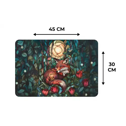 Vos - Mozaïek - Bos - Maan Placemat vinyl groot -specs
