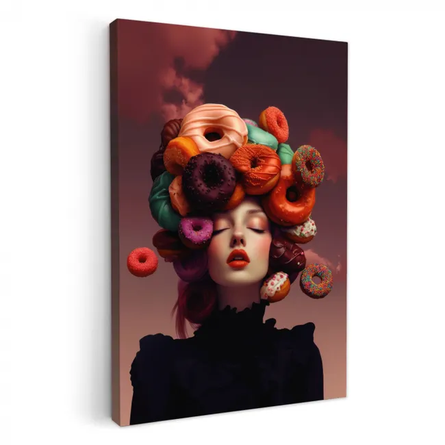 Vrouw - Donuts - Kleurrijk KitchenYeah - Keuken - Canvas klein -3d