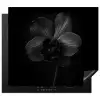 Zwart - Bloem - Orchidee Inductie beschermer vinyl 3mm middel -3d