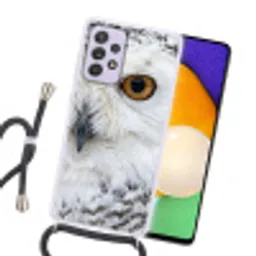 Sneeuwuil - Oog - Wildlife - Wit Hoesje Samsung Galaxy A52 5G met koord klein -sfeer1