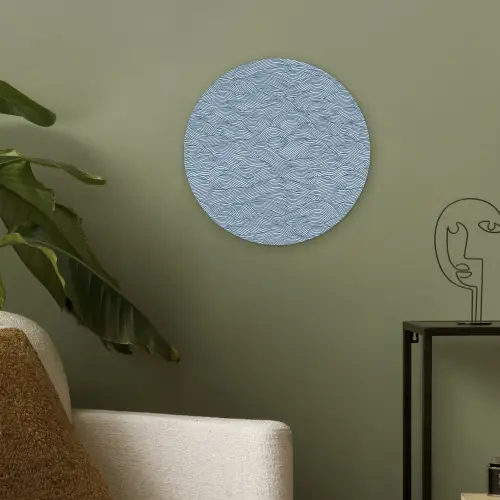 Golven - Ritmisch - Blauw Akoestische PET Vilt - Rond klein 838 -sfeer2