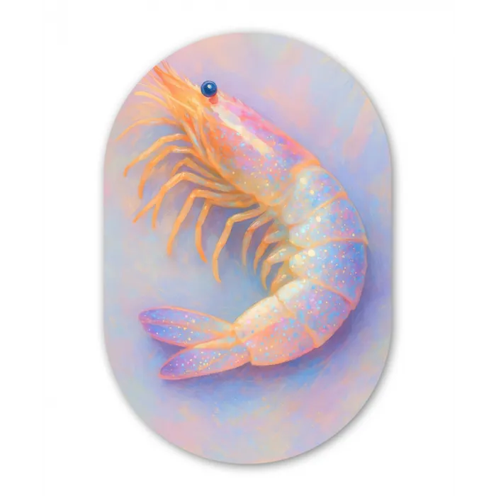 Garnaal - Subtiele structuur - Blauw - Roze Wandcirkel Ovaal Glas middel -3d