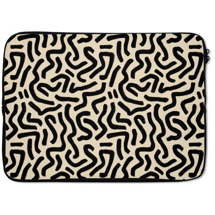 Abstract - Lijnen - Zwart laptophoes neopreen klein 279 -zkaufland3dotto