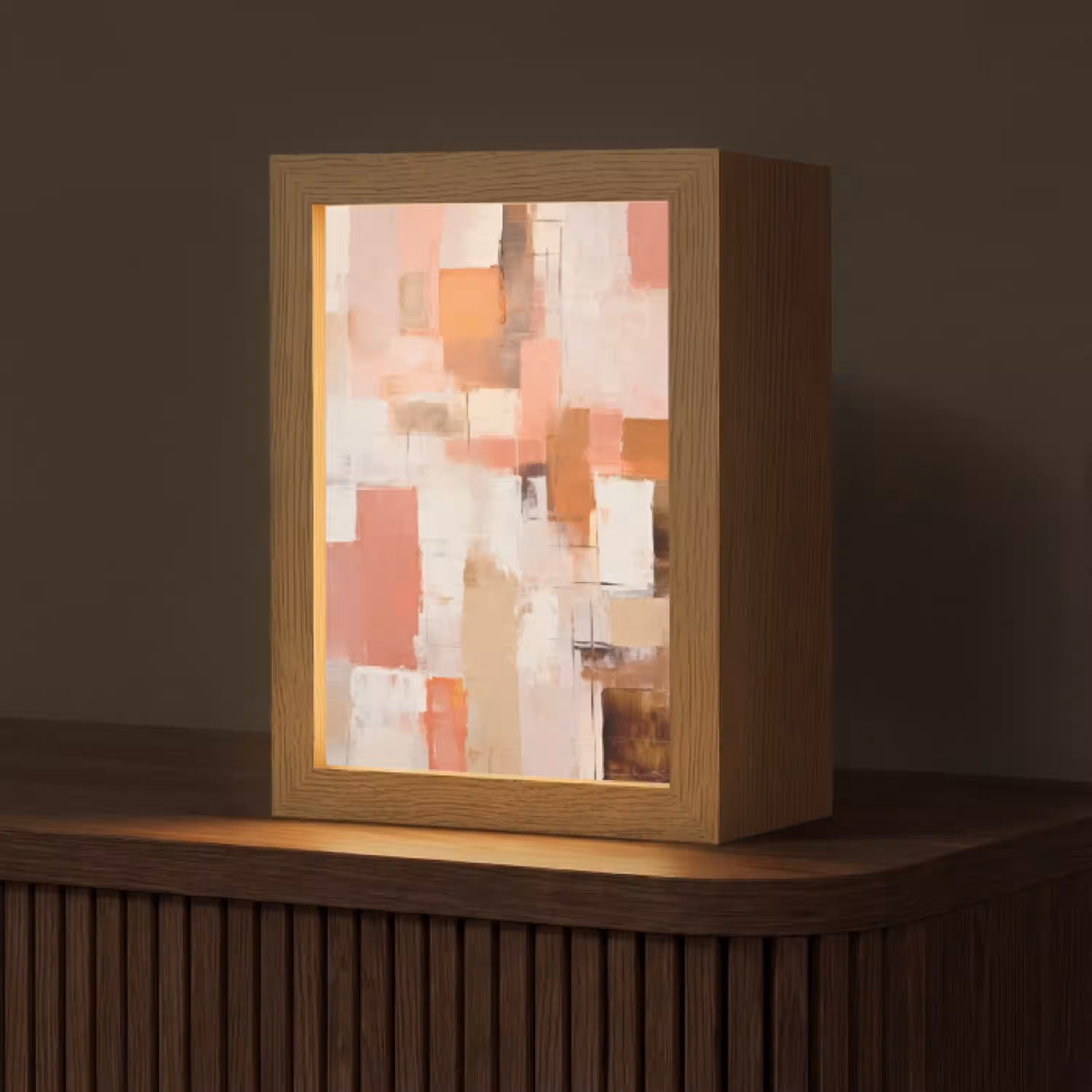 Kunst - Roze - Abstract Light Box met kabel (Tafellamp) klein -z3d_website