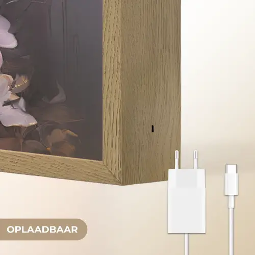 Bloemen - Roze - Stilleven - Kunst Light Box met batterij (Wandlamp) middel -USP_websiteoplaadbaarNL