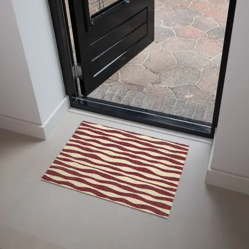 Golven - Rood - Patroon - Crème Deurmat klein 898 -sfeer5