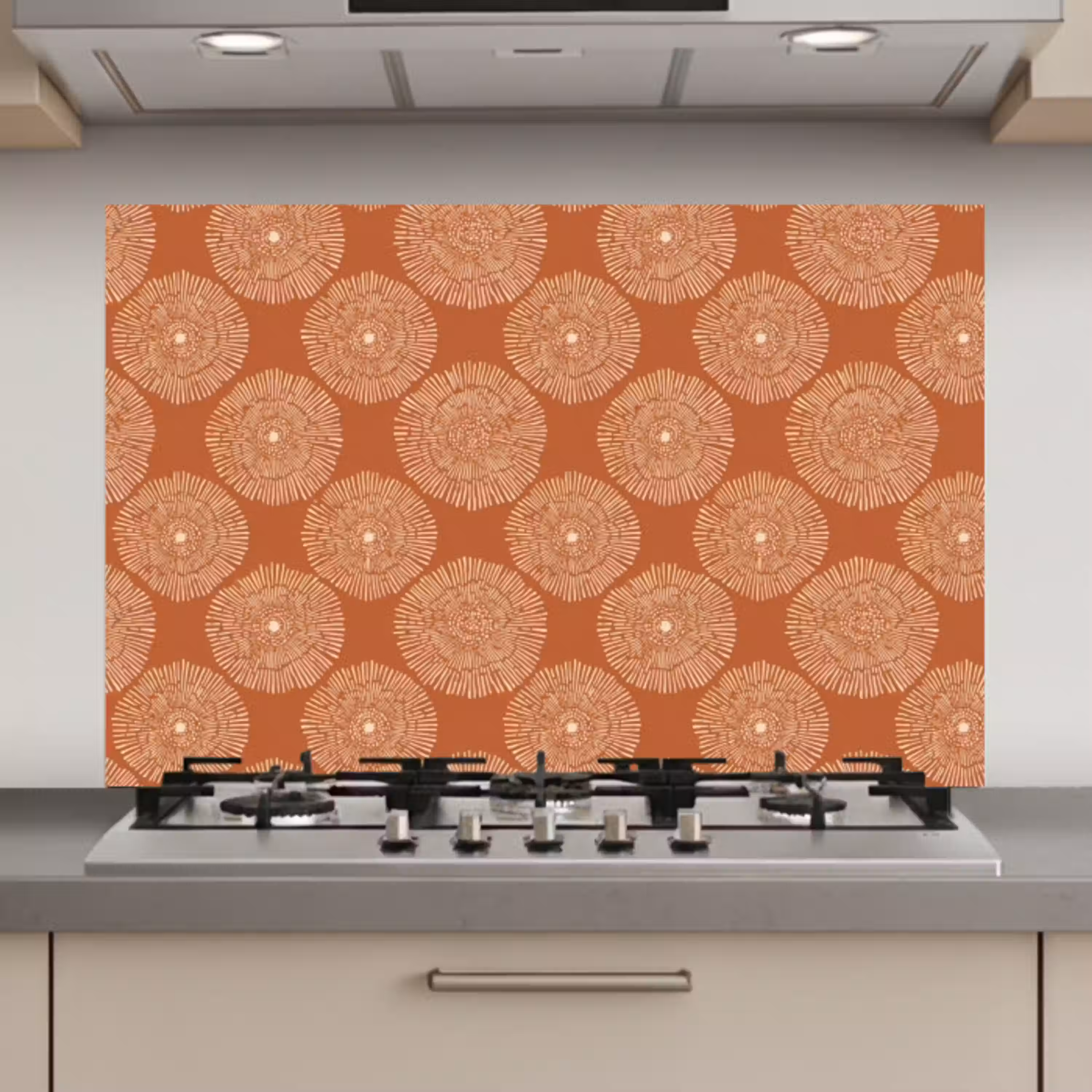 Cirkels - Grafisch - Patroon - Terracotta keuken achterwand spatscherm klein 900 -3d_website