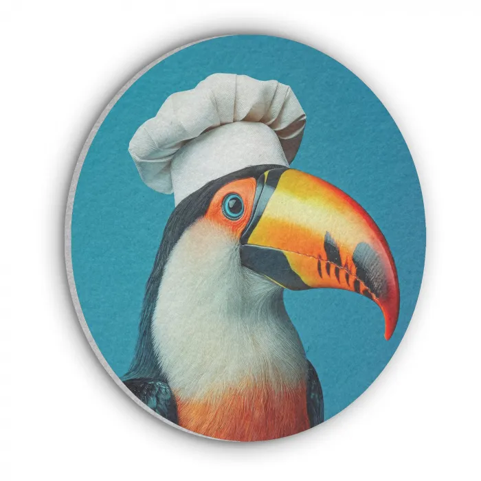 Toekan - Papegaai - Vogel - Koksmuts Akoestische PET Vilt - Rond klein -3d