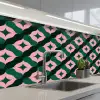 Groen - Roze - Retro - Sterren keuken achterwand 2 middel 871 -3d_schuin