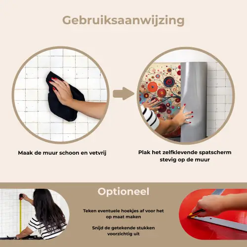 Levensboom - Bloemen - Roze - Hippie - Kunst keuken achterwand spatscherm klein -gebruiksaanwijzing_NL