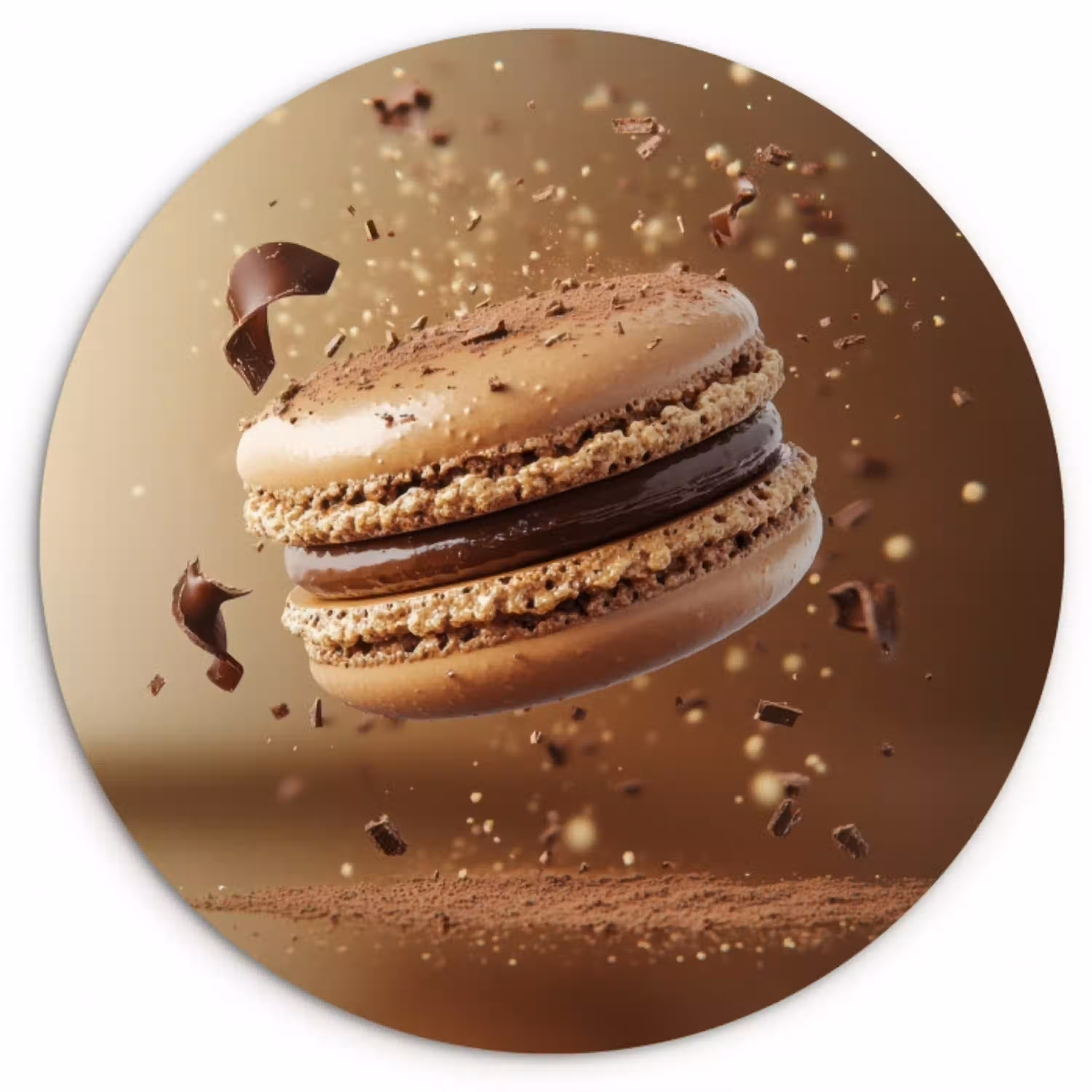 Chocolade - Macarons - Eten - Snoep Wandcirkel kunststof plaat 5mm dik klein -3d