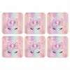 Eenhoorn - Glitters - Regenboog - Pastel onderzetter kurk middel -3d