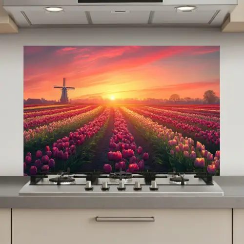 Windmolen - Zonsondergang - Landschap keuken achterwand spatscherm klein -3d_website