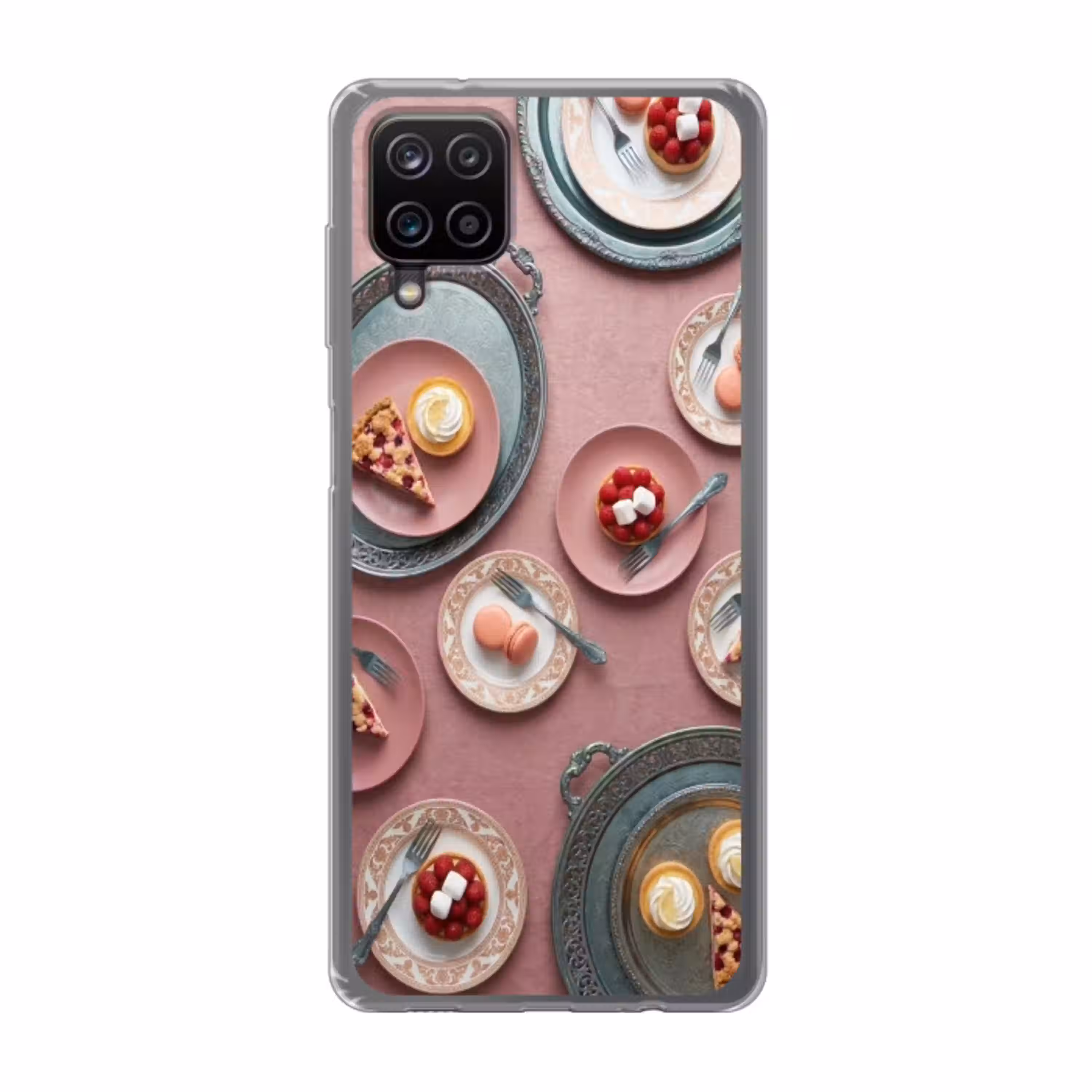 Dessert - Taart - Gebak - Zoet - Roze Telefoonhoesje Samsung Galaxy A12 klein -3d