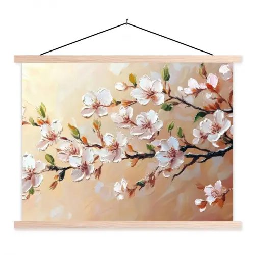 Bloesemtakken - Schilderachtig - Roze textielposter latten blank klein -3d