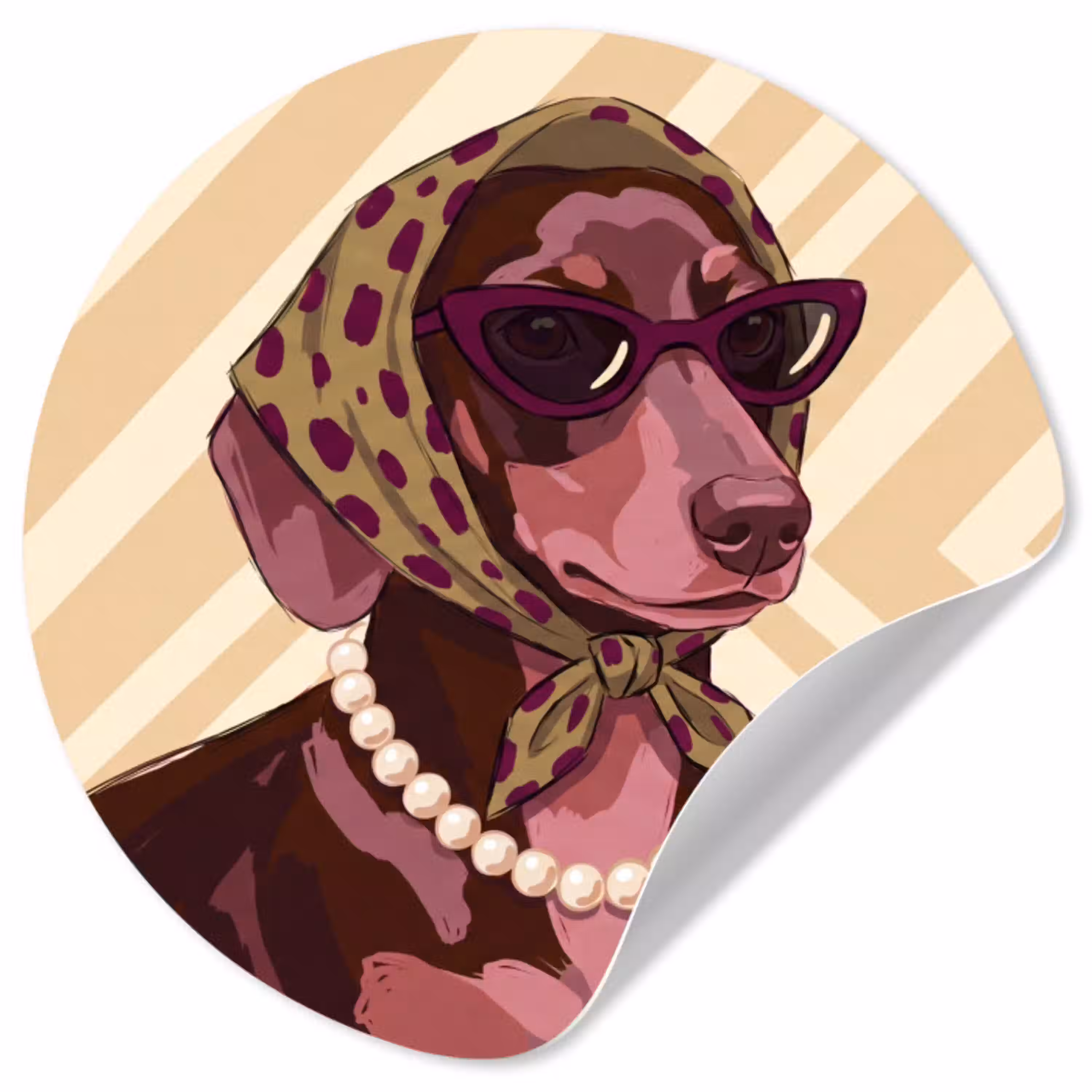 Hond - Zonnebril - Hoofddoek - Dieren - Modern Wandcirkel behangsticker klein -3d