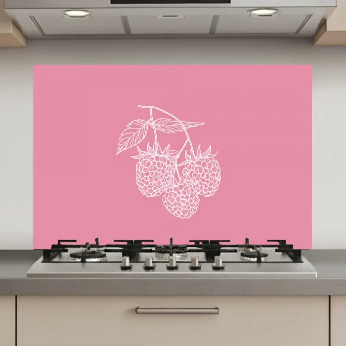Frambozen - Steel - Getekend - Roze keuken achterwand spatscherm klein -3d_website
