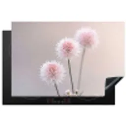 Bloemen - Bollen - Roze Inductie beschermer vinyl 3mm klein -3d