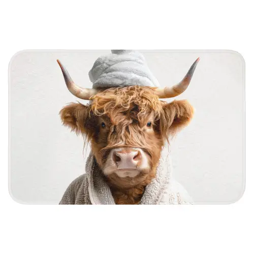 Schotse hooglander - Badjas - Koe - Dieren Badmat klein -3d