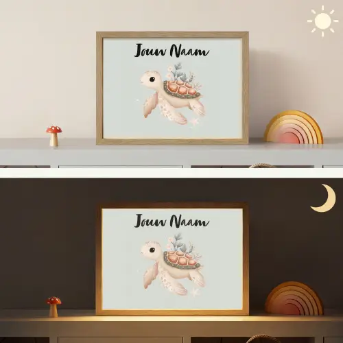 Zeeschildpad - Onderwaterwereld - Pastel Light Box met batterij (Wandlamp kind) middel -sfeer3_kind