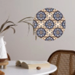 Floraal - Ornament - Blauw Wandcirkel behangsticker klein 186 -sfeer3