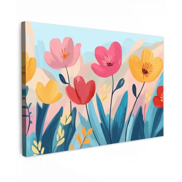 Illustratie - Bloemen - Kleurrijk canvas 2cm klein -z3d