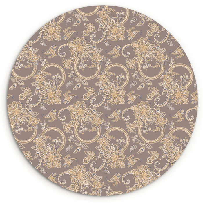 Oosters - Bloemen - Beige - Grijs Wandcirkel plexiglas klein 852 -3d
