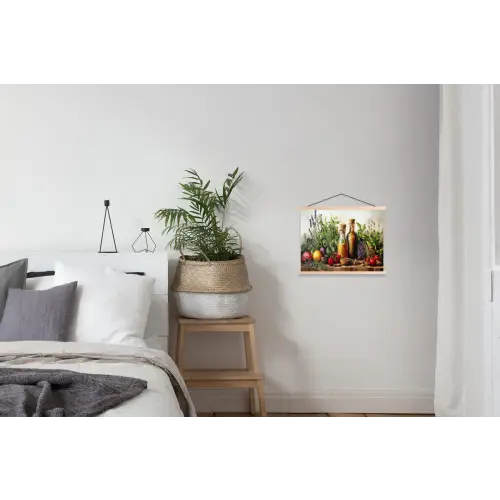 Stilleven - Kruiden - Specerijen - Fruit - Kleurrijk textielposter latten blank klein -woonkamer