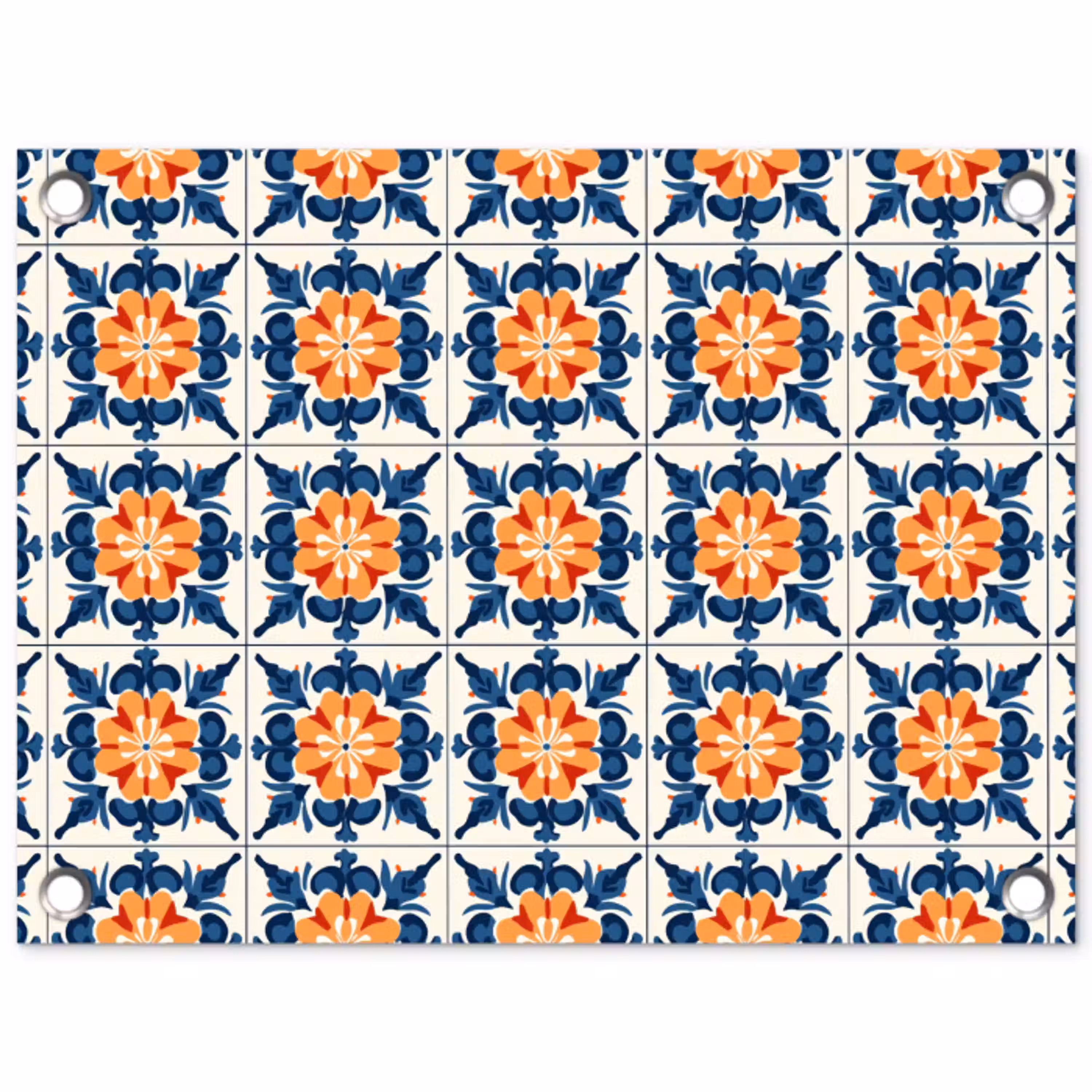 Traditioneel - Tegel - Oranje tuinposter los doek klein 239 -3d