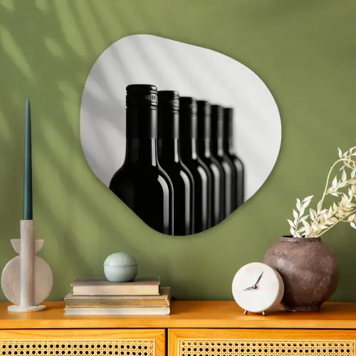 Wijnflessen - Zwart - Minimalistisch Wandcirkel Organisch Aluminium middel -sfeer2
