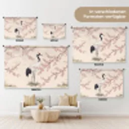Aziatisch - Kraanvogel - Beige Wandkleed katoen klein -tsfeer8_DE