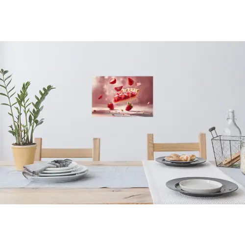 Aardbei - Taart- Eten - Roze Muursticker klein -eettafel