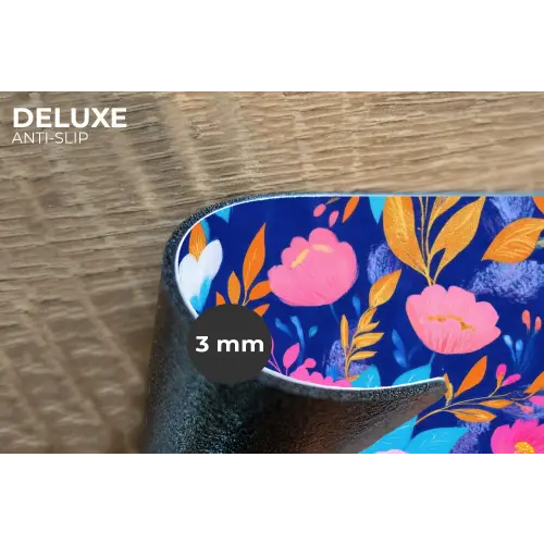 Bloemen - Blauw - Roze Placemat vinyl groot -closeup