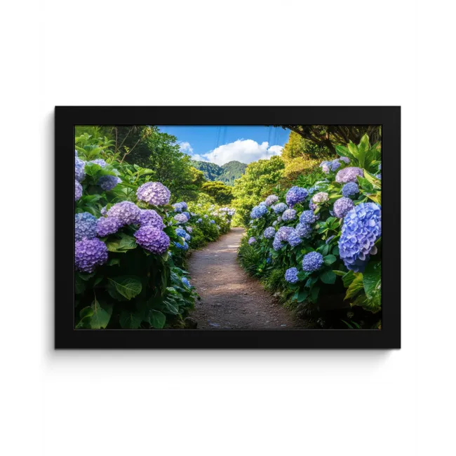 Hortsensia - Pad - Bloemen fotolijst zwart zonder passe partout klein -3d